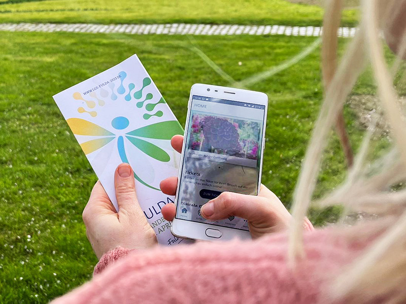 Die LGS-App in live Verwendung auf dem Gelände der Landesgartenschau Fulda