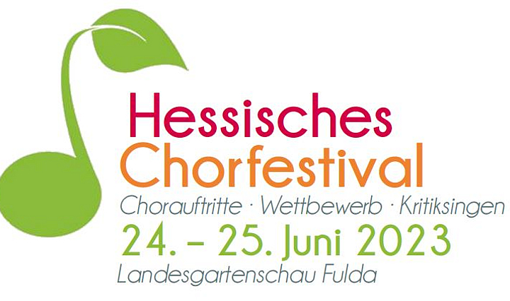Logo des Hessischen Chorfestival - grüne Note mit Blatt